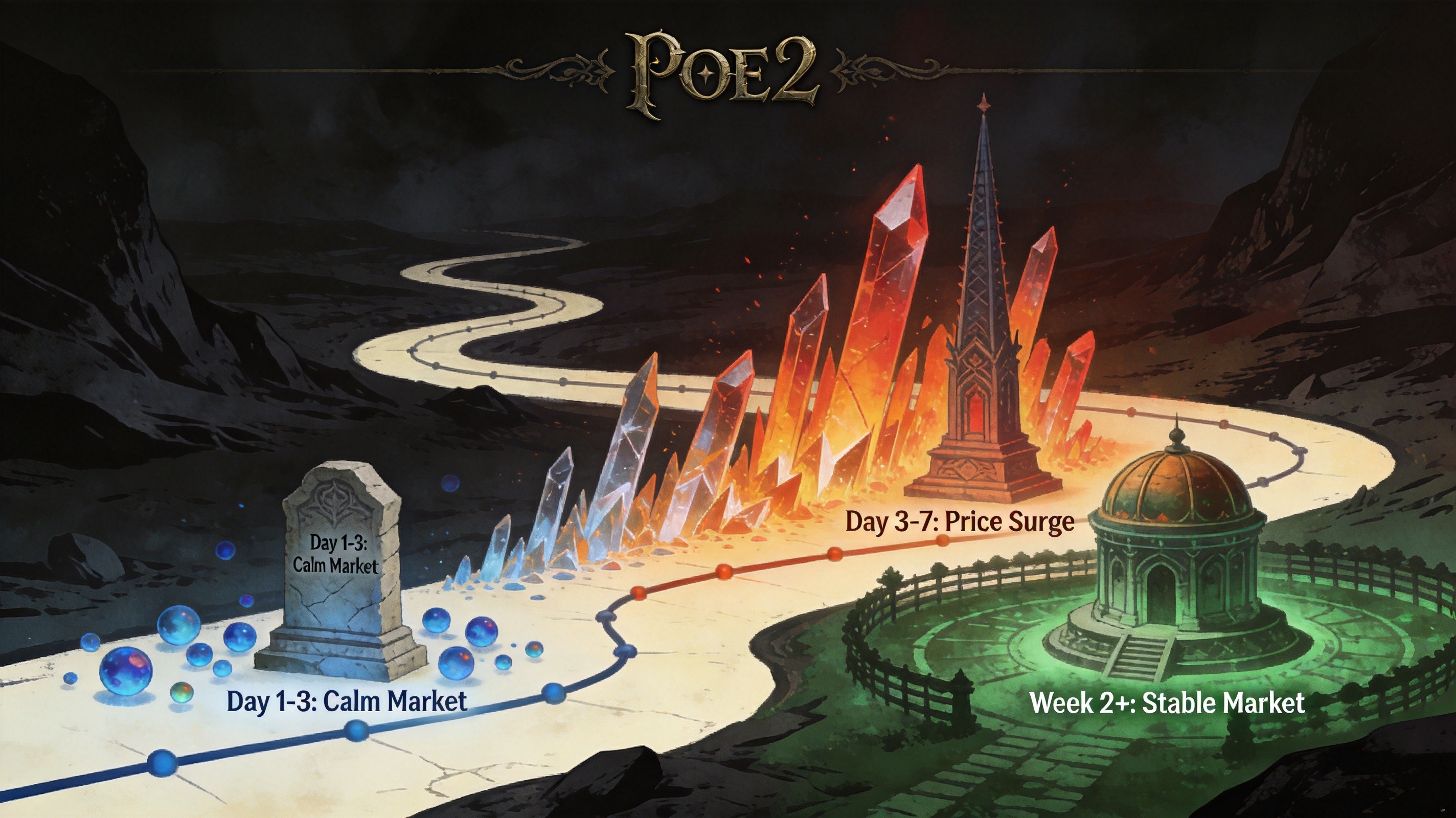 Week-1 economy timeline — currency dynamics and player action windows across the first seven days